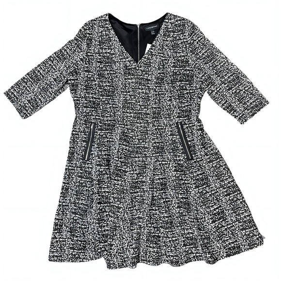 Lane Bryant NWT Plus Sz 18/20 Black White Wool Look A Line Career Workwear Dress - Picture 1 of 7